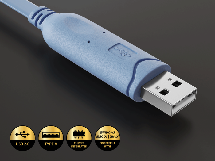 6ft USB to RJ45 Console Cable Blue