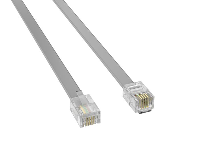 7ft RJ-11 6P4C Reverse Modular Phone Cable - Gold-Plated for Voice Applications