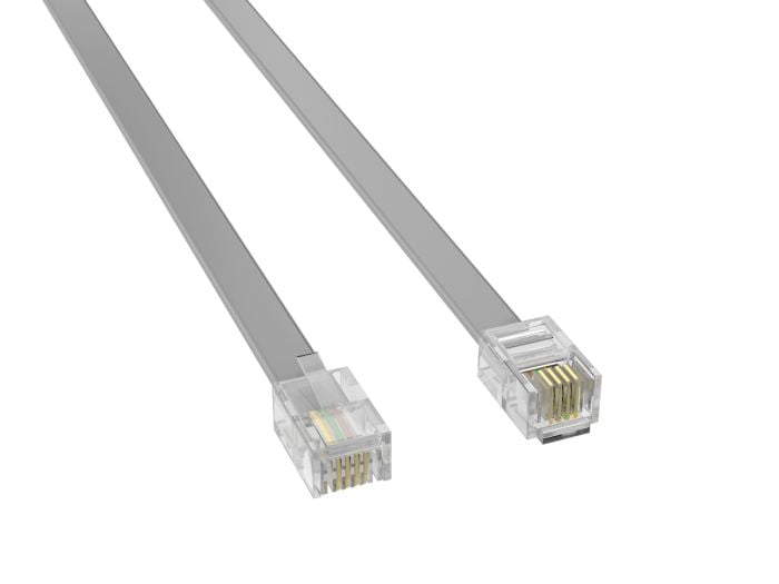 50ft RJ-11 6P4C Straight Through Modular Phone Cable with Gold-Plated Contacts for Modem and Fax Connections