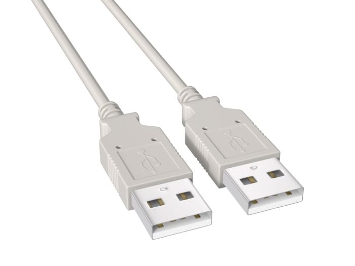 15ft USB 2.0 A Male to A Male cable, beige color, double-shielded for high-speed 480Mbps data transfer and device connectivity.