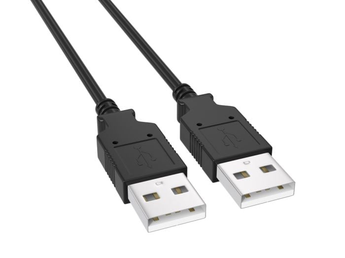 15ft USB 2.0 A Male to A Male cable, black color, double-shielded for high-speed 480Mbps data transfer and device connectivity.