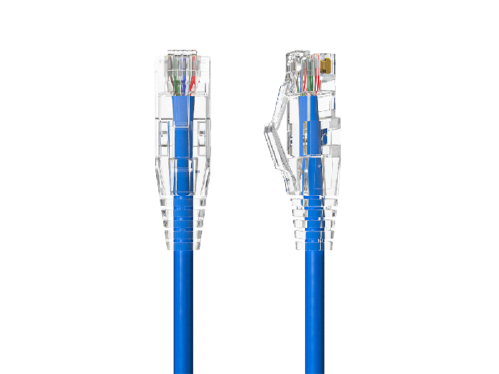 Slim Cat6a 28AWG UTP Ethernet Network Patch Cable, Blue Slim Cat6a 28AWG UTP Ethernet Network Patch Cable, Blue