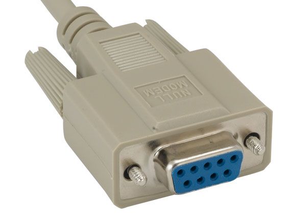 25ft Beige DB9 Male to Female Null Modem Cable with 7 Conductors for Direct Device Connection and Data Transfer