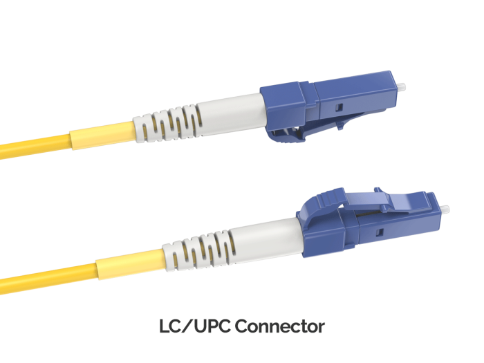 1m OS2 LC/UPC TO LC/APC Simplex Corning Fiber Optic Cable Single-Mode 9/125 OFNR Rated, Yellow