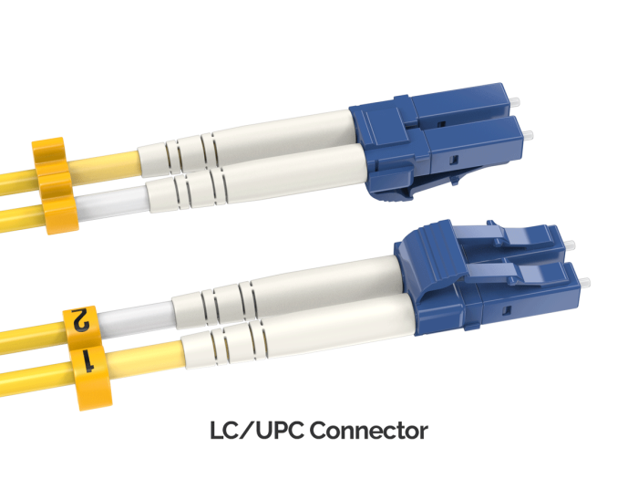 5m OS2 LC/LC Duplex Corning Fiber Optic Cable Singlemode 9/125 OFNR Rated, Yellow