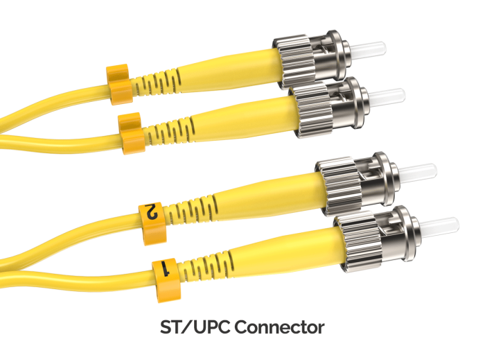 2m OS2 SC to ST UPC Duplex Corning Fiber Optic Cable SingleMode 9/125 OFNR Rated, Yellow