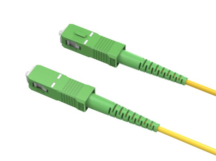 30m OS2 SC/APC TO SC/APC Simplex Corning Fiber Optic Cable Single-Mode 9/125 OFNR Rated, Yellow