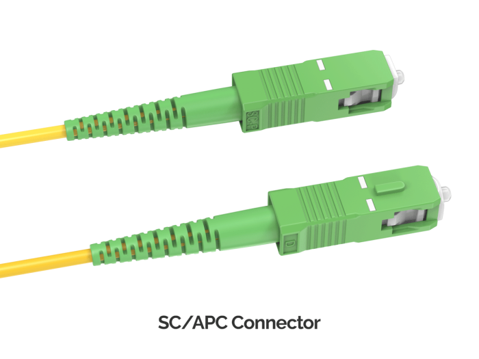 30m OS2 SC/APC TO SC/APC Simplex Corning Fiber Optic Cable Single-Mode 9/125 OFNR Rated, Yellow