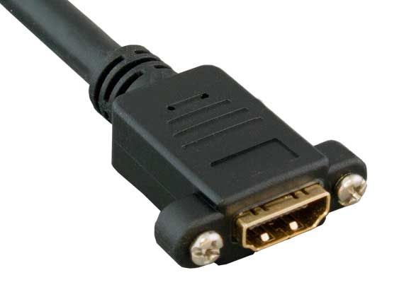 1ft HDMI Panel Mount Male to Female HDMI Extension Cable with Ethernet, 4K Support, 28 AWG, Black