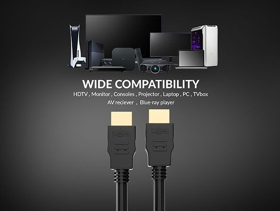 3ft High Speed HDMI Cable with Ethernet, 4K Support, 28 AWG, Black