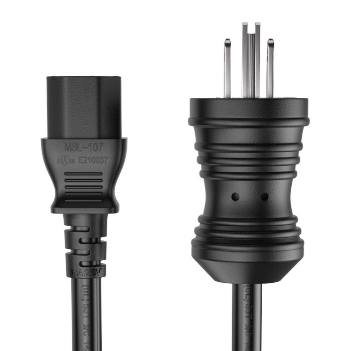 10ft NEMA 5-15P to C13 Hospital Grade Power Cord 14AWG 15A/125V SJT, Black