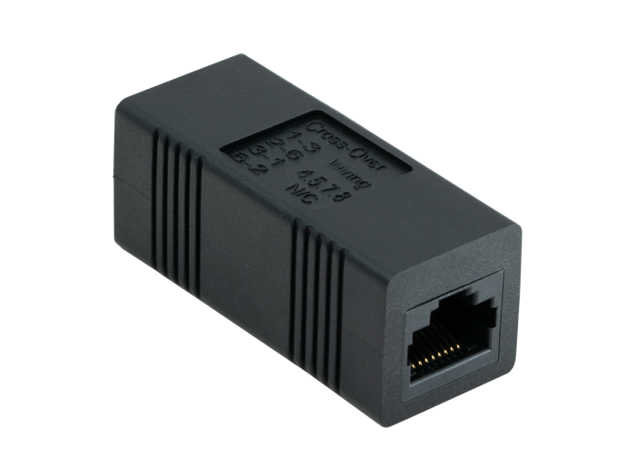 Crossover Cat5e RJ45 Modular Inline Coupler Female to Female, Black