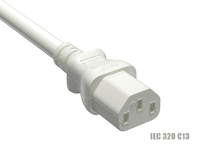 IEC-320 C13 to C14 Heavy-Duty Power Extension Cord 14 AWG 15A/250V SJT, White