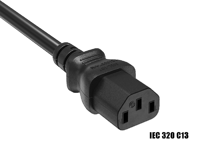 IEC-320 C13 to C14 Heavy-Duty Power Extension Cord 18 AWG 10A/250V SJT, Black