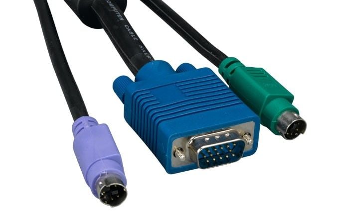 3 in 1 KVM Cable, Super VGA M/M + PS/2 Keyboard & Mouse, with Ferrite, Black