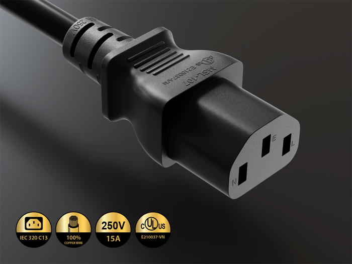 8ft NEMA L6-30P to C13 Heavy Duty Power Cord 14AWG, 15A 250V
