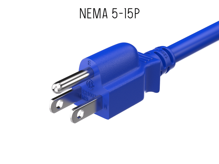 3FT 18AWG NEMA 5-15P to IEC-60320-C13 Power Cord | SVT 60°C | 10A/125V | Blue | UL & cUL Listed, CSA Approved