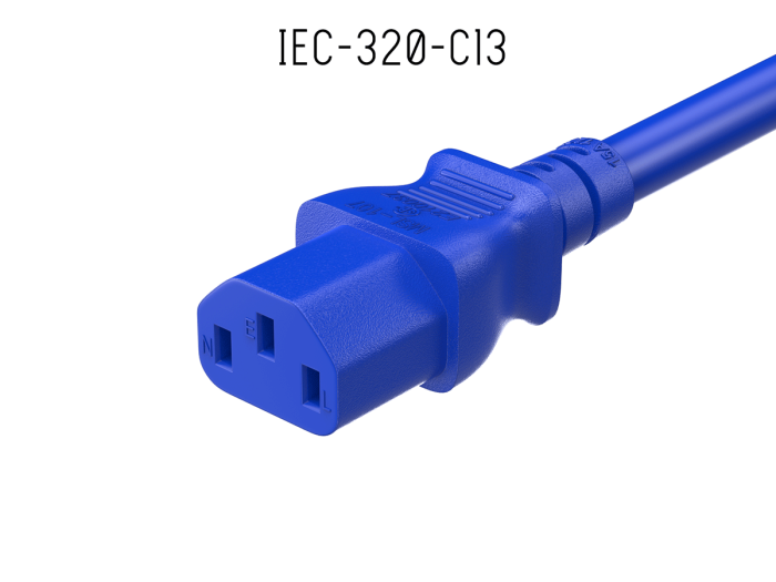 3FT 18AWG NEMA 5-15P to IEC-60320-C13 Power Cord | SVT 60°C | 10A/125V | Blue | UL & cUL Listed, CSA Approved