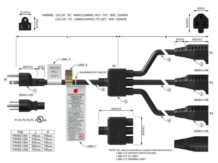 30 inches nema_5-15p_to_nema_5-15r_power_extension_cord_splitter_cable_14_awg-6
