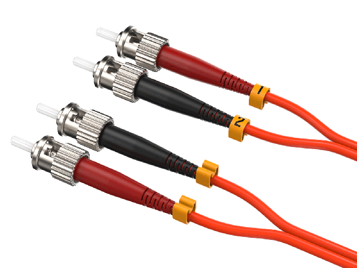 2m OM2 ST to ST UPC Duplex Corning Fiber Optic Cable MultiMode 50/125 OFNR Rated, Orange