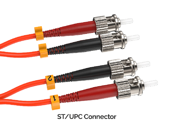 2m OM2 ST to ST UPC Duplex Corning Fiber Optic Cable MultiMode 50/125 OFNR Rated, Orange