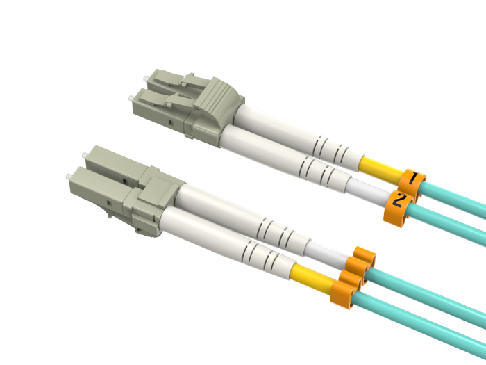 3m OM3 LC to LC Duplex Corning Fiber Optic Cable Multimode 50/125 LSZH/OFNR Rated, Aqua