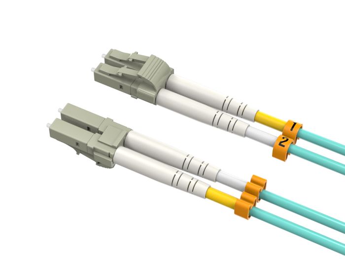 4m OM4 LC to LC Duplex Corning Fiber Optic Cable Multimode 50/125 LSZH/OFNR Rated, Aqua