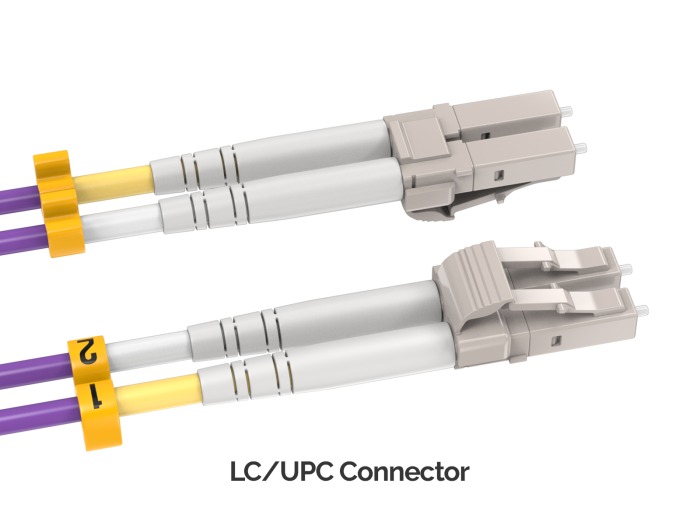 30m OM4 LC to LC Duplex Corning Fiber Optic Cable Multimode 50/125 OFNR Rated, Violet