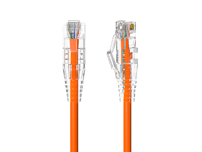 Slim Cat6a 28AWG UTP Ethernet Network Patch Cable, Orange