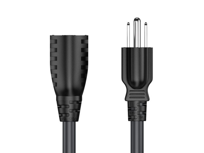 100ft NEMA 5-15P to 5-15R Power Extension Cord for Indoor and Outdoor, 14AWG, SJTW, 15A/125V, Black