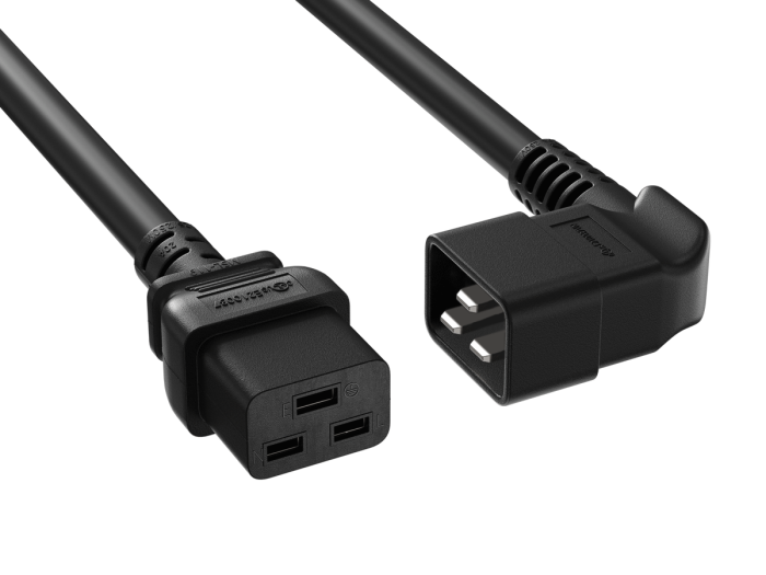 3ft C19 to Right Angle C20 Power Cord 12AWG 20A/250V SJT UL, Black 3ft C19 to Right Angle C20 Power Cord 12AWG 20A/250V SJT UL, Black