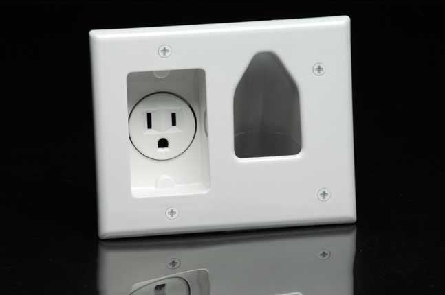 Recessed Low Voltage Cable Plate with Recessed Power