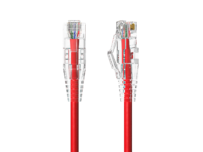 Slim Cat6a 28AWG UTP Ethernet Network Patch Cable, Red