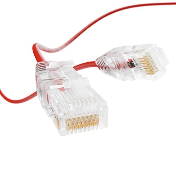 20ft Slim Cat6a 28AWG UTP Ethernet Network Patch Cable, Red