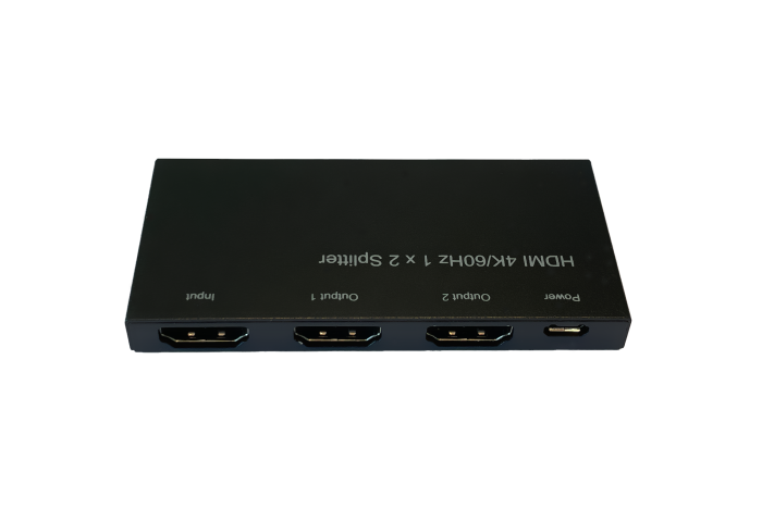 Black 4K@60Hz HDMI 1x2 Splitter with HDR and HDCP 2.2 Support for Dual Display Output