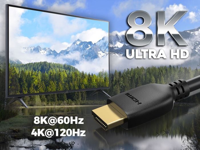 15ft Ultra High Speed 8K HDMI Bi-Directional Cable, Certified HDMI 2.1, 8K Support, UL, Black