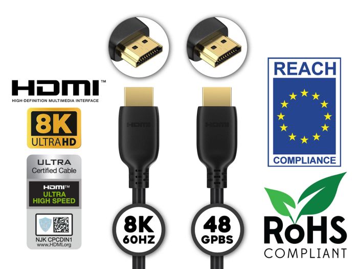 15ft Ultra High Speed 8K HDMI Bi-Directional Cable, Certified HDMI 2.1, 8K Support, UL, Black