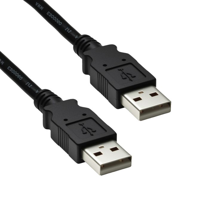 USB 2.0 Type A Male to Male Cable – Dual Gold-Plated Connectors, 480Mbps High-Speed, Durable Black PVC Jacket
