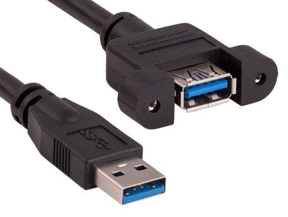 1ft USB 3.0 Panel-Mount Type A Male to Type A Female Cable 1ft USB 3.0 Panel-Mount Type A Male to Type A Female Cable