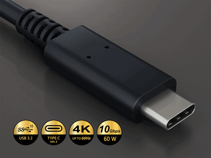 1m USB 3.2 Cable Gen 2x1 Type C to Type C Cable, Male to Male, Up to 10 Gbps, 4K, PD 60W Fast Charging Support, Black
