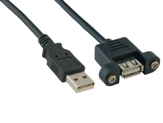 3ft USB 2.0 Panel-Mount  Type A Male to Type A Female Cable