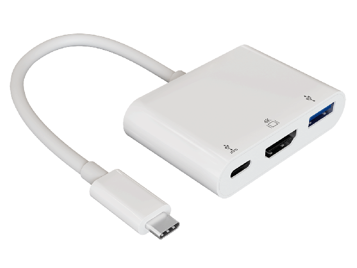 USB 3.1 Type C to 4K HDMI + USB 3.0 A + Type C Data and Charging Splitter Adapter