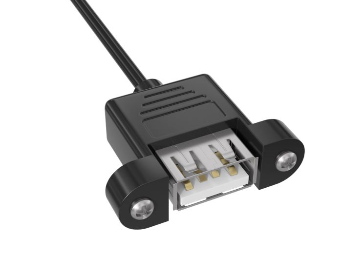 1ft USB 2.0 High Speed Panel-Mount Type A Male to Type A Female Cable, Black