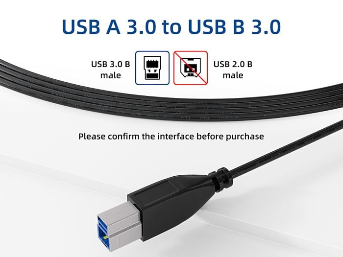 Cable Leader 10ft USB 3.0 Type A to Type B Cable, Super High Speed, Black