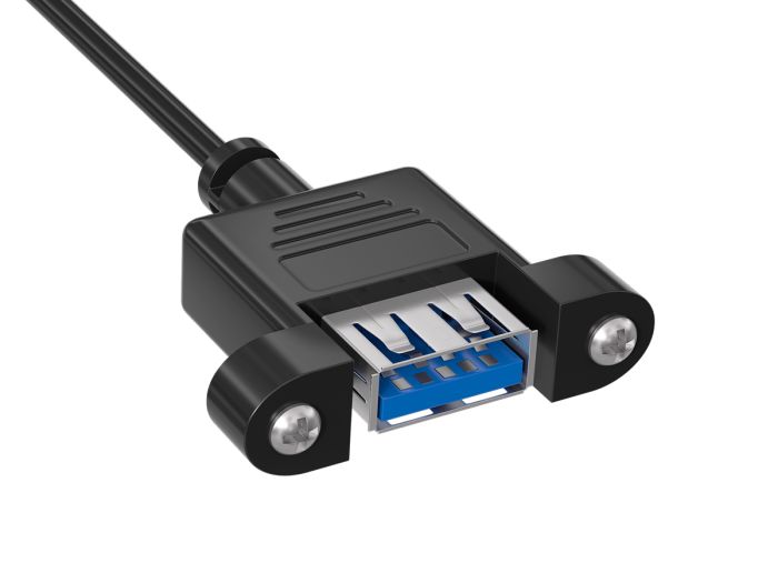 10ft SuperSpeed USB 3.0 Panel Mount Type A to Type A Male to Female Extension Cable, Up to 4.8 Gbps, Black