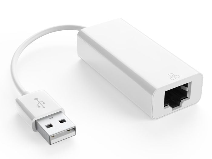 USB A to RJ45 Ethernet Adapter, 10/100 Mbps Fast Ethernet, Male to Female, White