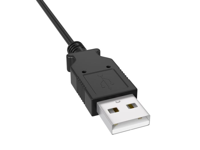 3ft USB 2.0 A Male to DC 5.5mm x 2.1mm Power Cable, 3ft black cable for powering various electronic devices from USB ports.