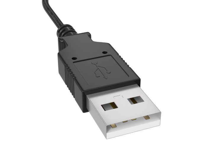 1 ft USB 2.0 Type A Male to Mini 5-Pin Male Cable, black color, double-shielded for 480Mbps data transfer, ideal for digital cameras and small USB devices.