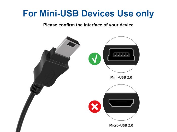 1 ft USB 2.0 Type A Male to Mini 5-Pin Male Cable, black color, double-shielded for 480Mbps data transfer, ideal for digital cameras and small USB devices.