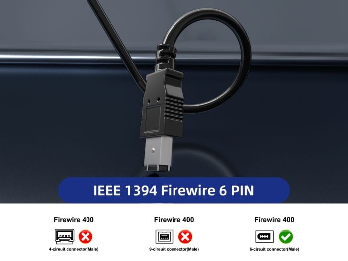 10ft FireWire 400 Cable IEEE-1394a 6-Pin Male to Male Data Transfer Cable, Black
